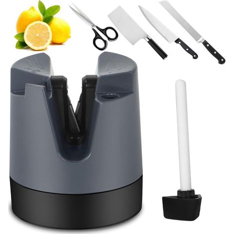 (Gris) Aiguiseur Couteaux Professionnel, Aiguiseurs De Couteaux À Réglage, Automatique De L'angle Pour Les Couteaux À Lame Droite, Les Couteaux Dentel (1/5)