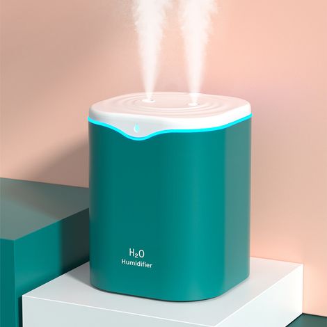 Humidificateur USB double pulvérisation silencieux, grande capacité, brume fine portable avec veilleuse pour chambre bureau vert (1/5)