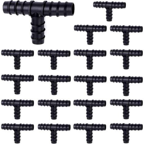 20pcs Connecteurs de Tuyaux pour 16 mm Système d'Irrigation Tee, Tés Raccord d'Irrigation 16mm pour Tubes, Assortiments de Connecteurs de Tuyau Outil D'interface de Tuyau D'irrigation de Jardinage (1/4)