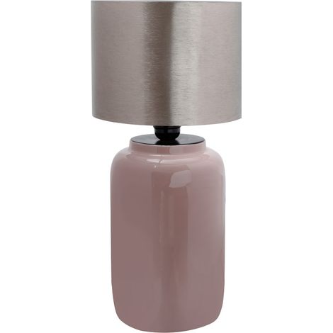 Lampada da tavolo Art Deco in ferro rosa antico e argento (1/3)