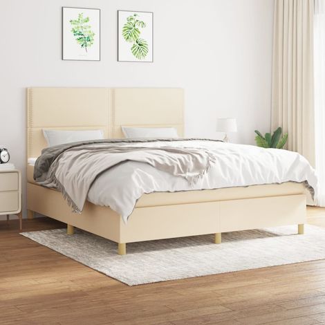 Boxspringbett mit Matratze Creme 180x200 cm Stoff (1/5)