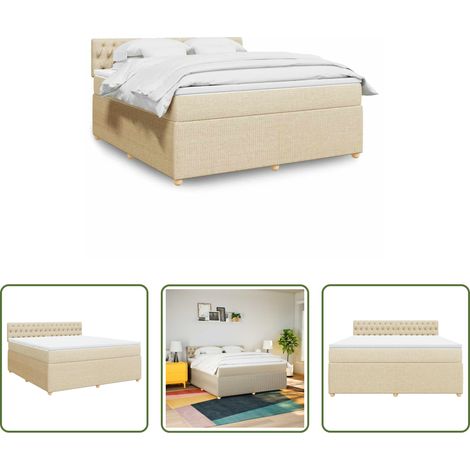 vidaXL Taschenfedern - Boxspringbett mit Matratze Creme 180x200 cm Stoff (1/5)