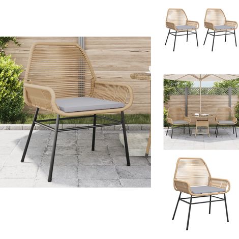 Chaises de jardin lot de 2 et coussins marron rotin - Chaise De Jardin - Fauteuil De Jardin - Mobilier De Jardin - Résine Tressée - Rotin Artificiel (1/5)