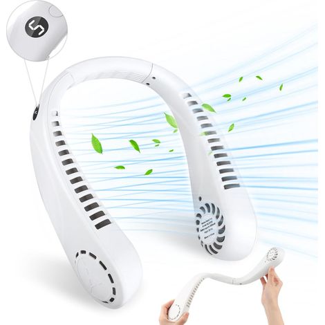Ventilateur de cou, mini ventilateur sans pales, orientable à 360° et 5 vitesses, batterie 3000 mAh rechargeable par USB, portable.-AquaForge (1/5)