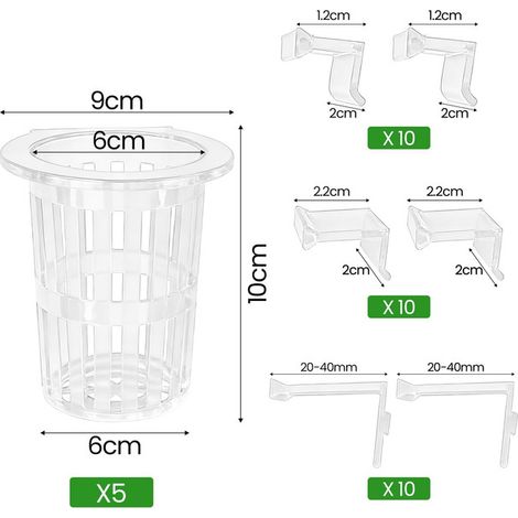 Support de Plante d'Aquarium Panier de Culture Hydroponique pour Aquarium de Poissons Décoration de Support de Suspension avec Ventouses Lot de 5
