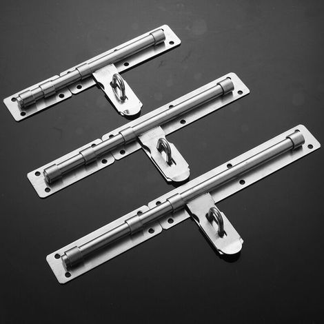 Loquet de Porte à Boulon Coulissant Verrou de Porte à Barillet Serrure de Porte Extérieur avec Trou, Finition Chromée en Acier Inoxydable--10" - (diamètre de la tige 10,5 mm) (1/4)