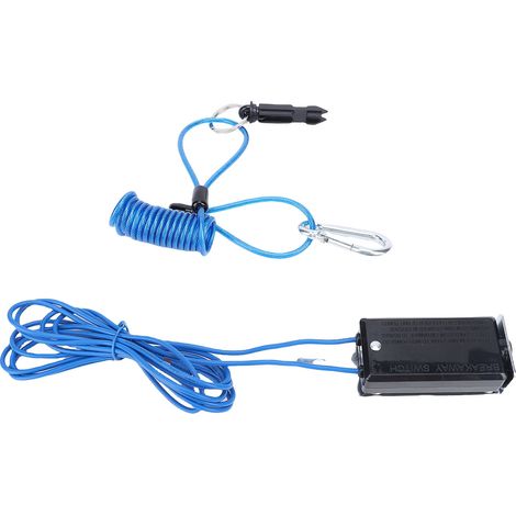 Interrupteur de rupture de remorque, câble enroulé de 4 pieds avec broche, coupure électrique d'urgence pour bateau RV bleu (1/5)