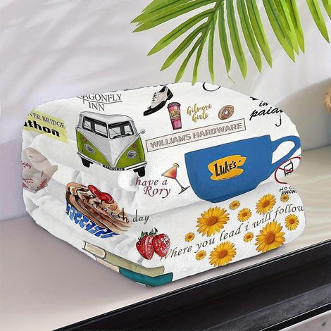 Couverture en peluche Gilmore Girls sur le thème de la gastronomie - Douce et confortable, en flanelle, idéale pour le canapé, le lit ou le bureau - Cadeau d'anniversaire parfait pour les fans - 150 x (1/5)