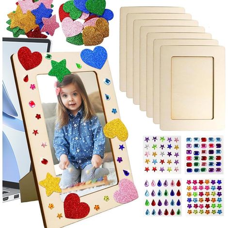 Cadre photo en bois Cadre photo en bois – avec paillettes, étoiles, cœurs, autocollants pour affiche, 20 x 15 cm pour salon, studio, chambre à coucher, décoration d'intérieur, chambre d'enfant (1/5)