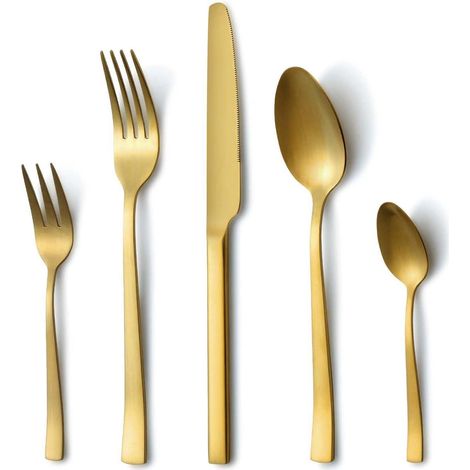 Besteck Edelstahl Gold 6er Gabel Löffel 30 Teilig Gold 30 teilig (1/5)