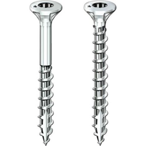 Vis à bois aggloméré acier zingué tête fraisée empreinte Torx T20 partiellement filetées 4,5x60/35 boîte de 500 p