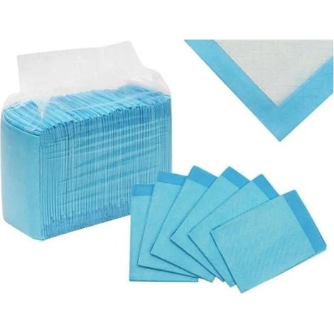 Lot de 100 tapis hygiéniques / bleus 33x45cm, indispensables pour les personnes ayant des bébés et des animaux de compagnie. (1/5)