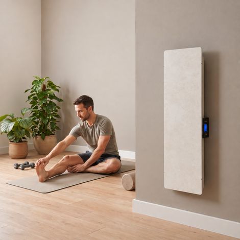 Radiateur électrique à inertie connecté Eternal New Smart Kherr Connect 1000 W vertical 50x100 cm Sable Blanc (1/5)