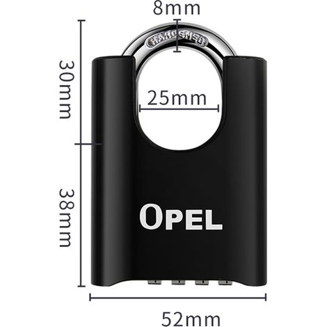 Cadenas Code 4 Chiffres, 52mm Cadenas Extérieur Etanche, Robuste et Antivol, 8mm Loquet Cadenas à CombinaisonNoir, faisceau couvert (1/5)