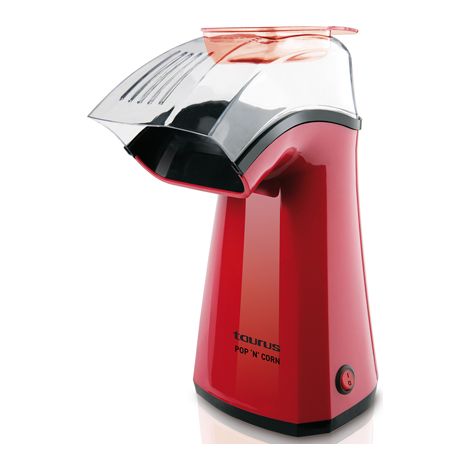 Taurus - Palomitero Pop'N'Corn  1100W  Máquina para hacer palomitas sin aceite  Compacto  Rápido  Dosificador tapa  Aire caliente  Portátil  Rojo (1/5)