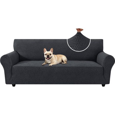 3 Seater Sofa Cover with Armrests, Dark Grey (1/5)