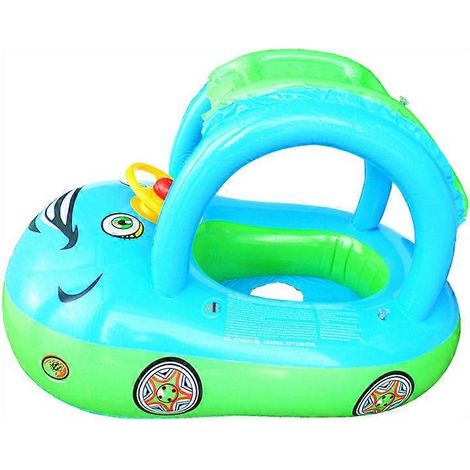Bouée gonflable avec siège de piscine et auvent, idéale pour apprendre à nager. Dimensions extérieures : 85 cm x 61 cm dimensions intérieures : 35 cm x 22 cm. (1/5)