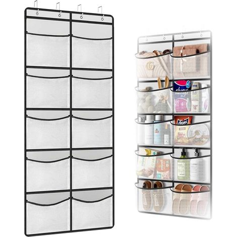 Hängeorganizer, Hängeregal mit 10 großen Taschen, Wandhalterung, Aufbewahrungstasche mit 4 Metallhaken, Hängetaschen (1/5)