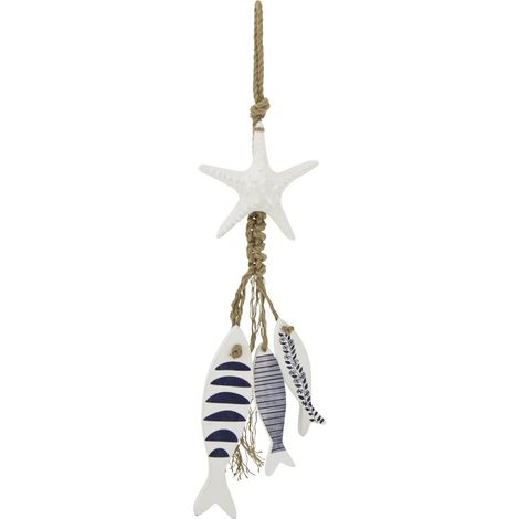 Suspension Déco Étoile & Poissons "Javier" 86cm Blanc