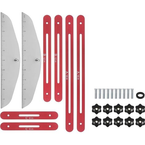Outil de Gabarit de Marche D'Escalier, Longueur Réglable de 9 Pouces à 54 Pouces, Outil de Mesure D'Escalier Adapté Aux Marches D'Escalier, et de Couleur Rouge. (1/5)