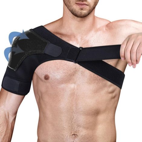 Fijador de hombro con correas ajustables. Protector de hombro para fitness, transpirable y estable, unisex (negro). (1/4)