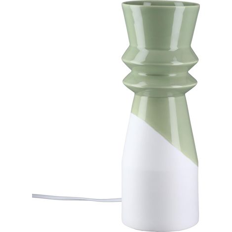 Lampe de table en porcelaine - Vert mat - Hauteur 32 cm x Ø 12 cm - Lampe décorative - Ampoule non incluse (1/5)