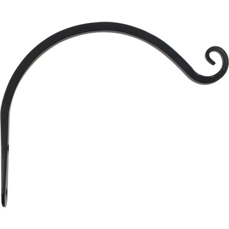 Gancio da parete in ferro nero 20 cm per appendere cesti di fiori, supporto robusto per giardinaggio interno ed esterno, accessorio decorativo per appendere vasi di fiori, appendiabiti (1/5)