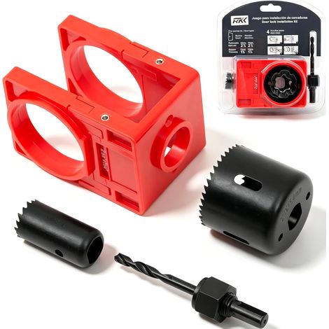 Door Lock Installation Kit for 35-45 mm, Red Adjustable Door Lock Jig with Carbon Steel Hole Saw for Wood Doors (1/5)