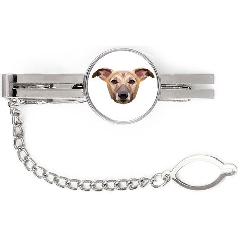 Whippet, galgo inglés: pinza de corbata geométrica con foto e inscripción Art-Dog (1/4)