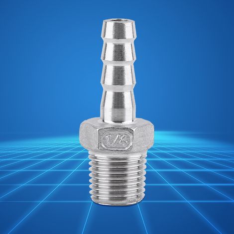 Raccord de tuyau fileté externe en acier inoxydable durable avec crochet barbelé pour carburant (1/4" x 8 mm) (1/3)