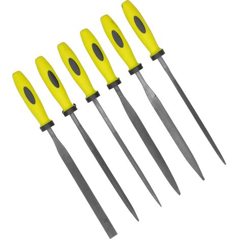 Ensemble de 6 petites limes en acier à roulement, pointues, carrées, rondes, triangulaires et plates, pour le polissage des métaux - SIL-1113