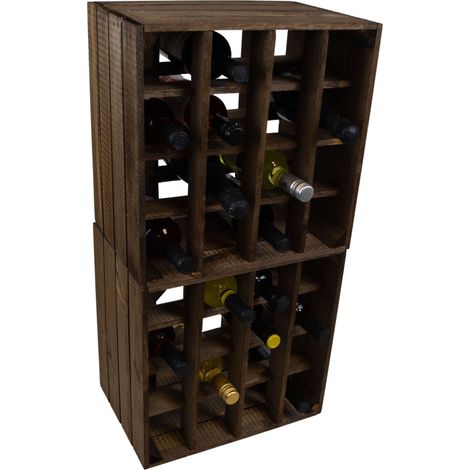 2er set Weinregal 16er dunkel Flaschenregal Weinkiste Weinablage Obstkistenregal (1/5)