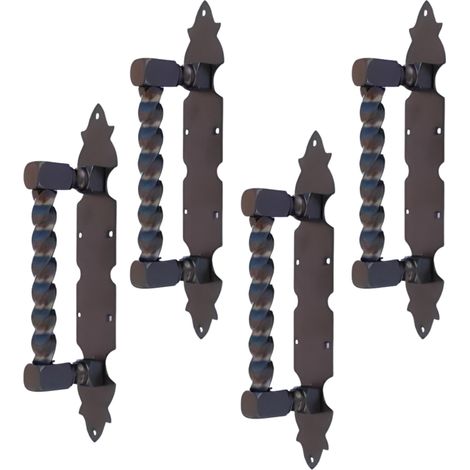 Lot de 4 poignées noires, poignées de porte robustes,poignée de porte pour portails et meubles - Format : 26 x 4.7 cm (1/4)