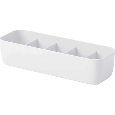 Boîte de rangement blanche à cinq compartiments pour chaussettes, empilable, en plastique, pour la maison et la chambre à coucher (1/4)