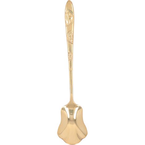 Cuillère à glace en métal doré style feuille de palmier, résistante à l'usure et antirouille, en laiton polyvalent pour sucre, miel et crème glacée (1/5)