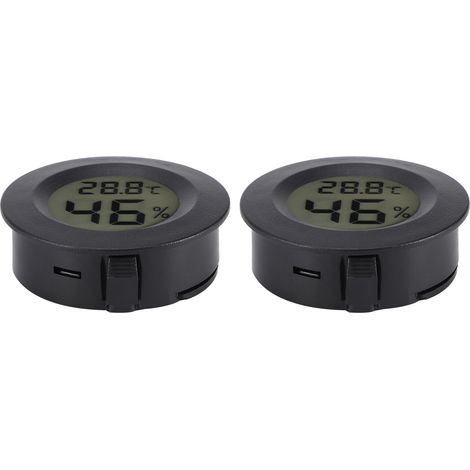 2 Stück Mini-Digital-LCD-Thermometer-Hygrometer, runde Form, Temperatur- und Feuchtigkeitsmesser für Reptilienboxen (1/5)
