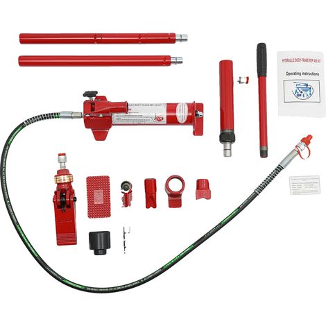 Cric hydraulique, haute capacité de charge, design compact, Rouge (1/2)
