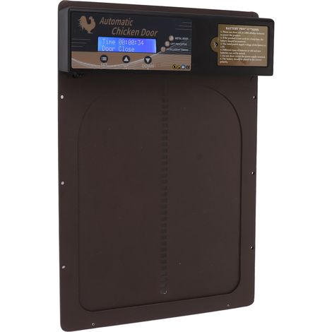 Porte automatique pour poulailler IP45 étanche programmable en aluminium, avec minuterie, pour ferme domestique 100-240V, marron, prise UE (1/5)