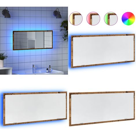 vidaXL LED-Badspiegel Altholz-Optik 100x8,5x37 cm Holzwerkstoff