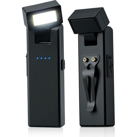 Lot de 2 lampes LED à clipser pour la course à pied - Lampes avec indicateur de batterie et aimant - Rotation à 180° - Accessoire idéal pour la course à pied et les promenades avec votre chien. (1/5)
