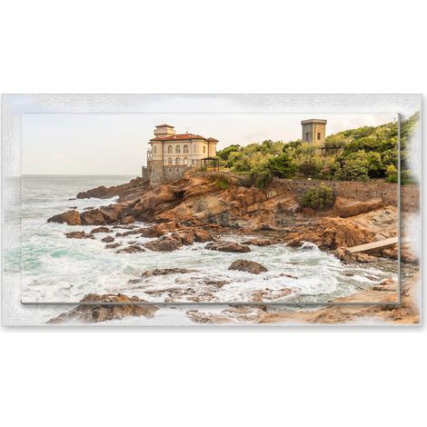 Lupia - Quadro moderno su Tela con Cornice stampata NEWEXT 75x135 cm, paesaggi localismi italiani, per casa soggiorno capezzale camera da letto hotel ufficio, LIVORNO CASTELLO DEL BOCCALE (1/4)