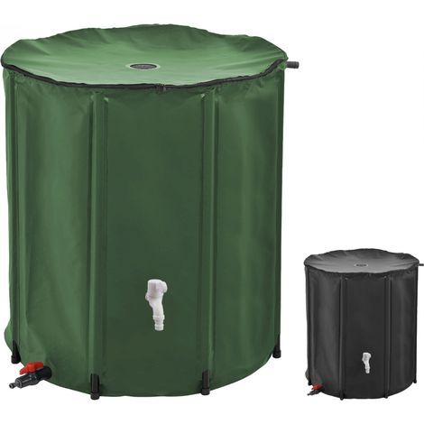 Récupérateur d'eau de pluie pliable 50 L – ABS et tissu PVC résistant – Robinet de gestion du débit – Pour surfaces stables (1/5)