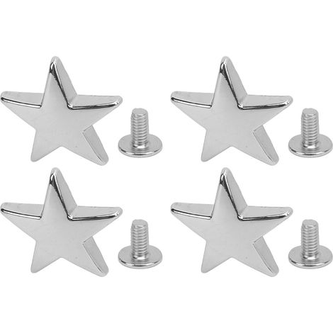 Lot de 10 rivets étoiles en métal argenté de 20 mm en alliage de zinc brillant, avec vis PH de 7 mm, pour vêtements, chaussures et vestes. (1/5)