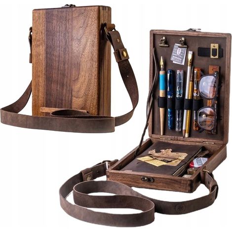Bolso bandolera de madera estilo retro, tipo caja, para artistas. (1/5)