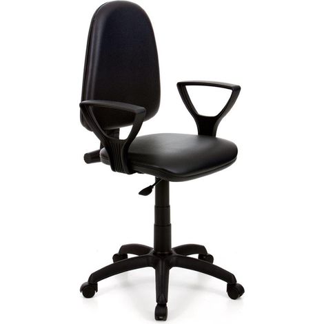 Poltrona per ufficio mod. Torino in ecopelle colore nero con braccioli (1/2)