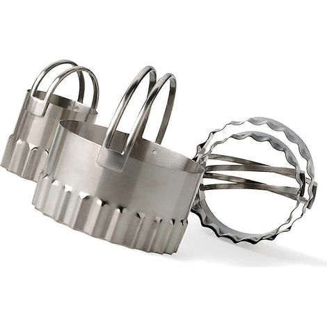 Emporte-pièces ronds en acier inoxydable à bord cannelé, lot de 4 (1/5)
