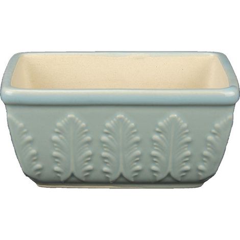 Vaso per bonsai rettangolare in gres smaltato azzurro cielo 12,5x8x6 cm - A26