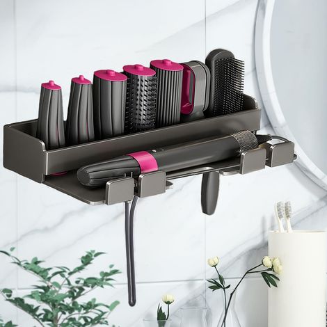 1 Support mural sans perçage, acier inoxydable, coussin EVA, pour sèche-cheveux et fers, salle de bain (1/5)