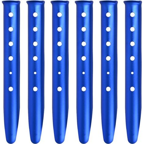 Piquets de tente en forme de U en alliage d'aluminium, 31 cm, piquets de sable, 6 pièces, pour la neige, la plage, le camping, la randonnée (bleu) (1/5)