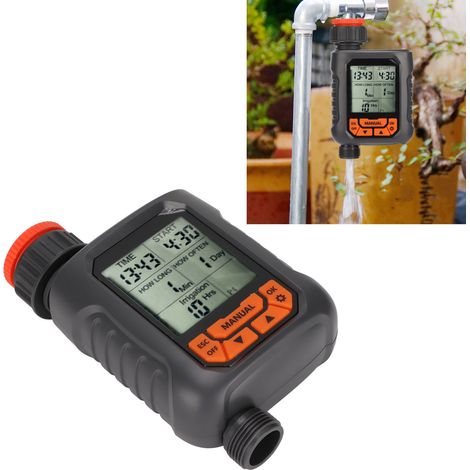 Temporizador de riego programable G3/4 IP65 con pantalla LCD y adaptador de cobre, controlador digital para riego de jardín con 4 programas. (1/5)